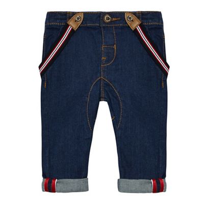 J by Jasper Conran Baby boys' navy denim jeans with braces